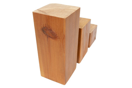 varnished wooden bars on an isolated white background, close-upの写真素材