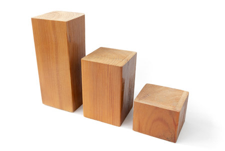 Chart from wooden blocks on white backgroundの写真素材