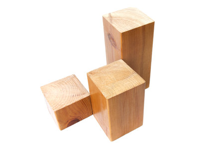 varnished wooden bars on an isolated white background, close-upの写真素材