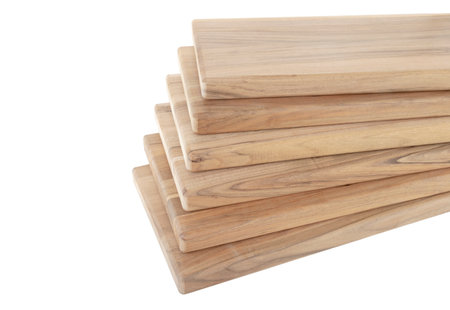 Wooden boards, a board with a seamed edge for building a house and interior decoration, on an isolated whiteの写真素材