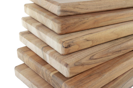 Wooden boards, a board with a seamed edge for building a house and interior decoration, on an isolated whiteの写真素材