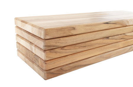 Wooden boards, a board with a seamed edge for building a house and interior decoration, on an isolated whiteの写真素材