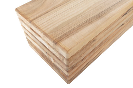 Wooden boards, a board with a seamed edge for building a house and interior decoration, on an isolated whiteの写真素材