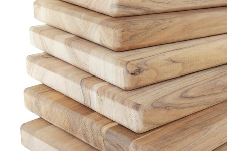 Wooden boards, a board with a seamed edge for building a house and interior decoration, on an isolated whiteの写真素材