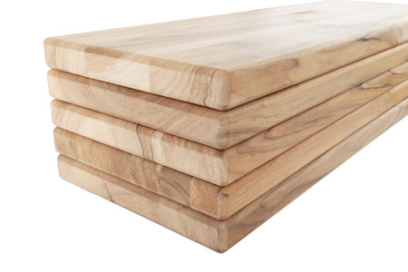 Wooden boards, a board with a seamed edge for building a house and interior decoration, on an isolated whiteの写真素材