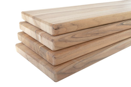 Wooden boards, a board with a seamed edge for building a house and interior decoration, on an isolated whiteの写真素材