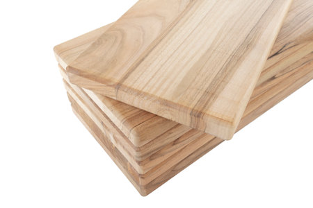 Wooden boards, a board with a seamed edge for building a house and interior decoration, on an isolated whiteの写真素材