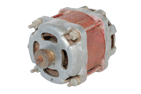 rusty old electric motor on an isolated background, cut outの写真素材