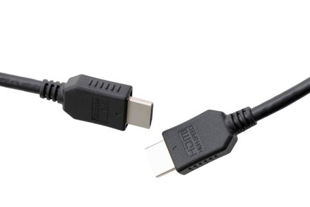 HDMI cable connector Isolated on white background Close up shotの写真素材