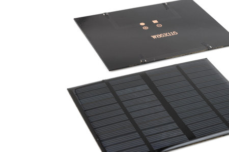 separate elements of the solar panel, on a white backgroundの写真素材