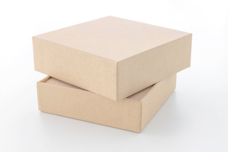 Eco-friendly packaging box, Paper Box For Branding on white isolated backgroundの写真素材