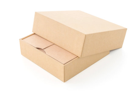 Eco-friendly packaging box, Paper Box For Branding on white isolated backgroundの写真素材