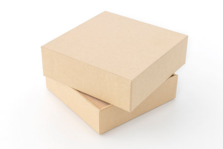 Eco-friendly packaging box, Paper Box For Branding on white isolated backgroundの写真素材