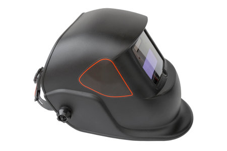 welding helmet, isolated white backgroundの写真素材
