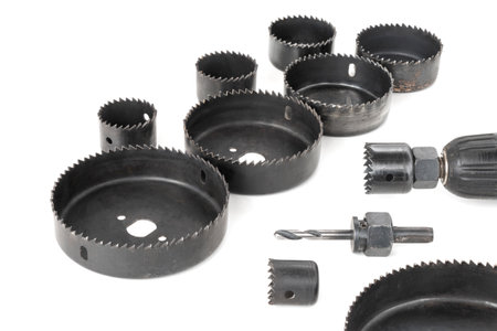 Set of crowns for wood and drywall work, isolated whiteの写真素材