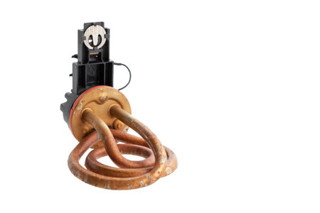electric kettle heating element coil. Scale and deposits in the kettle, cut out