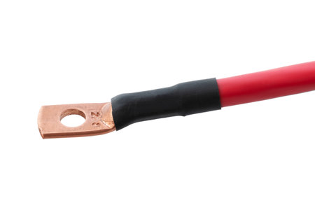 Insulated copper cable with a ring terminal Compatible with M6 and M8 screwsの写真素材