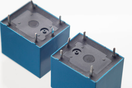 Sealed electromagnetic relays with voltage 12 - 110 - 220 volt triggerの写真素材