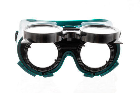 welding goggles, safety glasses, construction concepts, isolated on whiteの写真素材