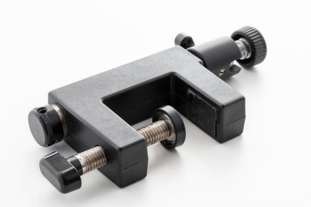 vintage camera mount, clamp with camera mount, isolated on white backgroundの写真素材