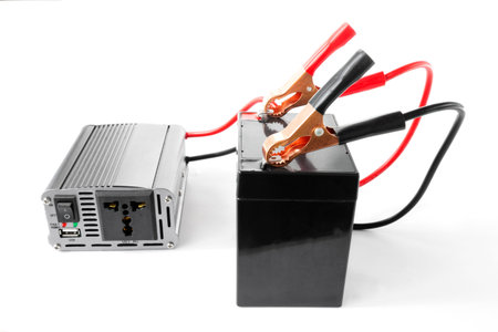 Power inverter connected to the battery, DC to AC converterの写真素材