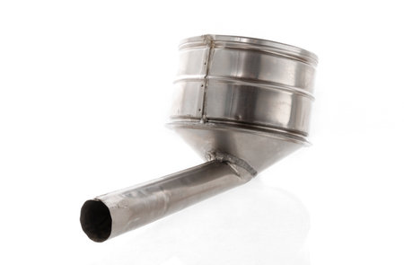 a metal funnel for gasoline or diesel fuel, isolated, cut outの写真素材