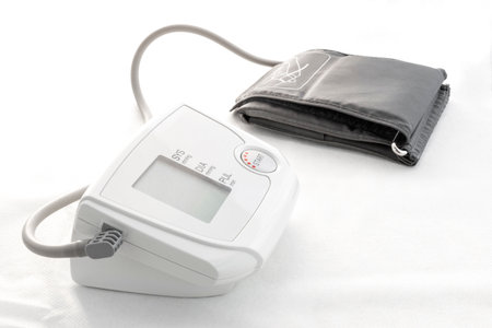 tonometer and pulse oximeter on white backgroundの写真素材