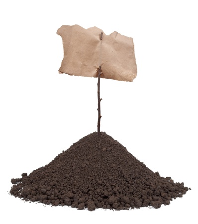 Pile of soil with blank for textの写真素材
