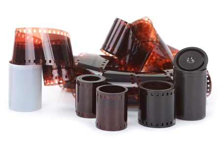 Old 35 mm negative film stripの写真素材