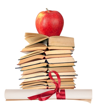Stack of open  booksの写真素材