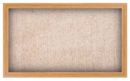 Wooden frame with burlap background