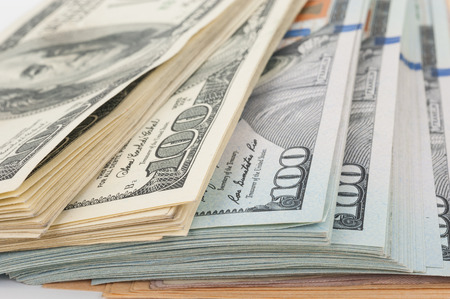 Stack of money american hundred dollar bills