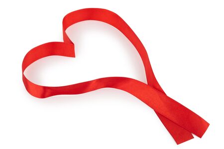 Red heart ribbonの写真素材