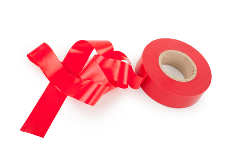 Red electrical tapeの写真素材