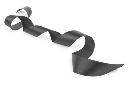 Black ribbon isolated on whiteの写真素材