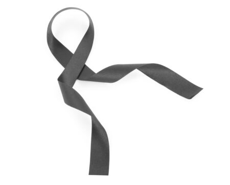 Black ribbon isolated on whiteの写真素材