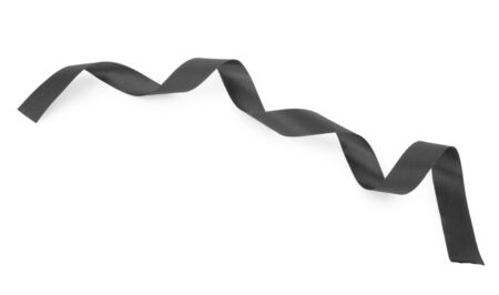 Black ribbon isolated on whiteの写真素材