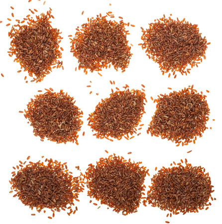 Red rice on white backgroundの写真素材