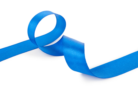 Blue ribbon isolated on whiteの写真素材