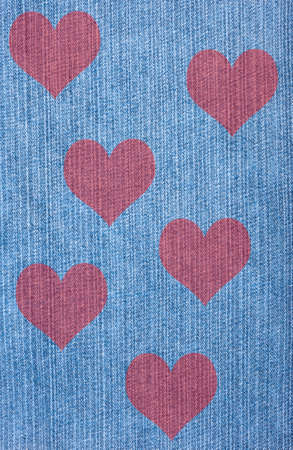 Hearts on jeans textureの写真素材