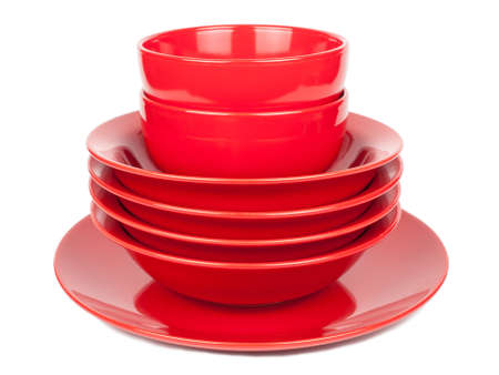 A stack of red plates