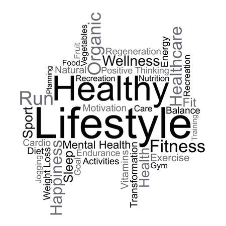Healthy Lifestyle word cloudのイラスト素材