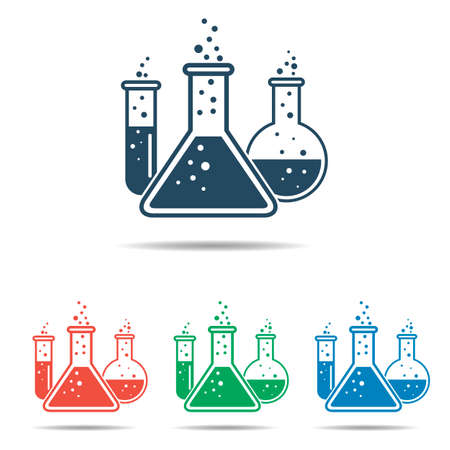 Chemical test tube icons - simple flat design, vectorのイラスト素材