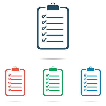Checklist icon set - simple flat design isolated on white background, vectorのイラスト素材