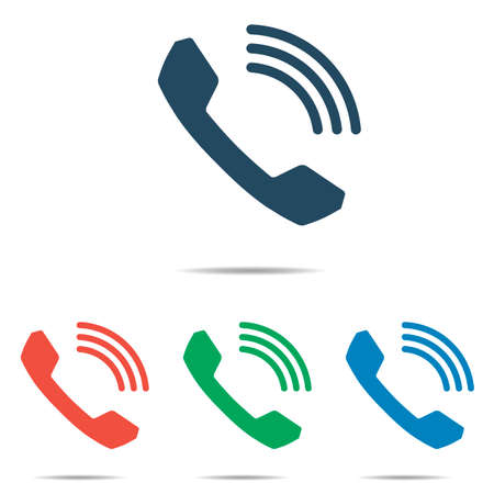 Phone handset icon set - simple flat design isolated on white background, vectorのイラスト素材
