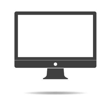 Desktop computer and monitor icon - simple flat design isolated on white background, vectorのイラスト素材