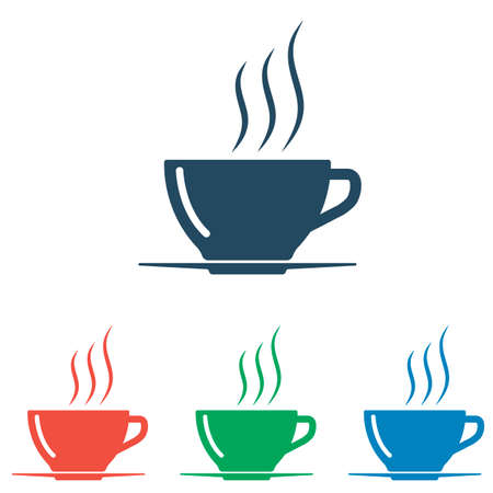 Coffee cup icon set- simple flat design isolated on white background, vectorのイラスト素材