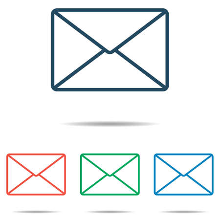Envelope icon set - simple flat design isolated on white background, vectorのイラスト素材