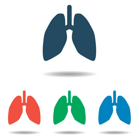 Human Lungs icon set - simple flat design isolated on white background, vectorのイラスト素材