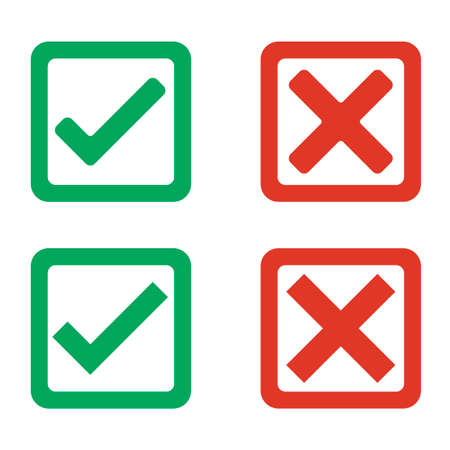 Check Marks icon set - simple flat design isolated on white background, vectorのイラスト素材